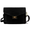  Dámska čierna crossbody kabelka Luka 26-061 z semišovej kože 23 x 16,5 x 9 cm