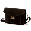  Dámska crossbody kabelka Luka 26-061 tmavohnedá z semišovej kože 23 x 16,5 x 9 cm