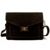  Dámska crossbody kabelka Luka 26-061 tmavohnedá z semišovej kože 23 x 16,5 x 9 cm