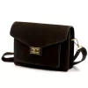  Dámska crossbody kabelka Luka 26-061 tmavohnedá z semišovej kože 23 x 16,5 x 9 cm