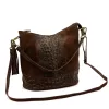  Dámska kožená kabelka cez rameno Luka 26-027 CROCO hnedá 26 x 26 x 16 cm