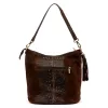  Dámska kožená kabelka cez rameno Luka 26-027 CROCO hnedá 26 x 26 x 16 cm