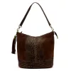  Dámska kožená kabelka cez rameno Luka 26-027 CROCO hnedá 26 x 26 x 16 cm