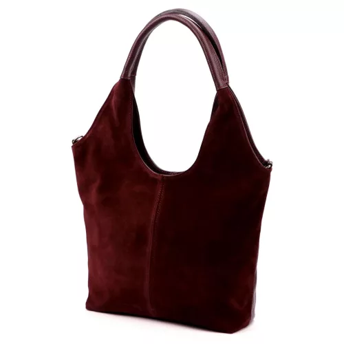  Dámska kožená kabelka cez rameno Luka 26-013 bordovej farby, bočná taška 39 x 33 x 12 cm