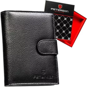  Pánska kožená peňaženka Peterson PTN N4L-SPDM čierna