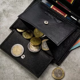  Pánska kožená peňaženka Peterson PTN N4-SPDM čierna