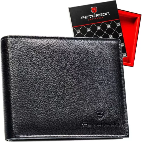  Pánska kožená peňaženka Peterson PTN N992-SPDM čierna 12,5 x 9,5 x 2 cm