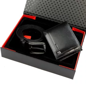    Pánska darčeková sada z hovädzej kože Pierre Cardin ZG-BO-03, čierna, 25,5 x 19 x 6 cm