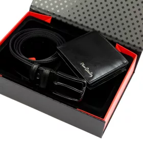   Pánska darčeková sada z hovädzej kože Pierre Cardin ZG-BO-04 v čiernej farbe 25,5 x 19 x 6 cm
