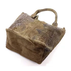    Dámska kabelka cez rameno Luka 26-026 CROCO taupe z kože s krokodílím vzorom, shopper 40 x 36 x 19 cm