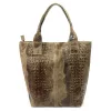  Dámska kabelka cez rameno Luka 26-026 CROCO taupe z kože s krokodílím vzorom, shopper 40 x 36 x 19 cm