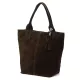  Dámska tmavohnedá semišová kožená kabelka cez rameno Luka 26-026, shopper, 40 x 35 x 18 cm