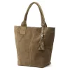  Dámska kožená taška cez rameno Luka 26-026 v béžovej farbe, shopper, 40 x 35 x 18 cm