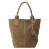  Dámska kožená taška cez rameno Luka 26-026 v béžovej farbe, shopper, 40 x 35 x 18 cm