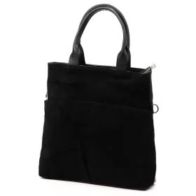    Dámska čierna semišová kožená kabelka Luka 26-066, crossbody, 36 x 32 x 10 cm