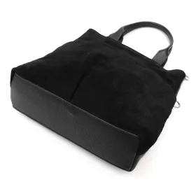    Dámska čierna semišová kožená kabelka Luka 26-066, crossbody, 36 x 32 x 10 cm