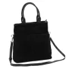  Dámska čierna semišová kožená kabelka Luka 26-066, crossbody, 36 x 32 x 10 cm