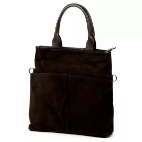    Dámska semišová kožená kabelka Luka 26-066 tmavohnedá, crossbody 36 x 32 x 10 cm
