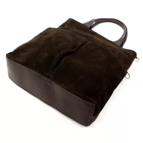    Dámska semišová kožená kabelka Luka 26-066 tmavohnedá, crossbody 36 x 32 x 10 cm