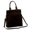  Dámska semišová kožená kabelka Luka 26-066 tmavohnedá, crossbody 36 x 32 x 10 cm