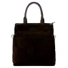  Dámska semišová kožená kabelka Luka 26-066 tmavohnedá, crossbody 36 x 32 x 10 cm