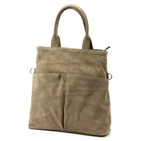    Dámska semišová kožená kabelka Luka 26-066 v béžovej farbe, crossbody, 36 x 32 x 10 cm