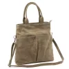  Dámska semišová kožená kabelka Luka 26-066 v béžovej farbe, crossbody, 36 x 32 x 10 cm