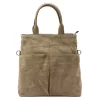  Dámska semišová kožená kabelka Luka 26-066 v béžovej farbe, crossbody, 36 x 32 x 10 cm