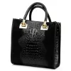 Luka 26-072 fekete krokodilmintás-velúr bőr női kézitáska 30 x 28 x 13 cm