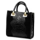 Luka 26-072 fekete krokodilmintás-velúr bőr női kézitáska 30 x 28 x 13 cm