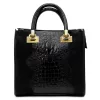 Luka 26-072 fekete krokodilmintás-velúr bőr női kézitáska 30 x 28 x 13 cm