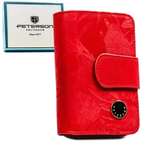    Dámska kožená peňaženka Peterson PTN PS115-MLF s RFID červenou farbou 14,5 x 9,5 x 3 cm