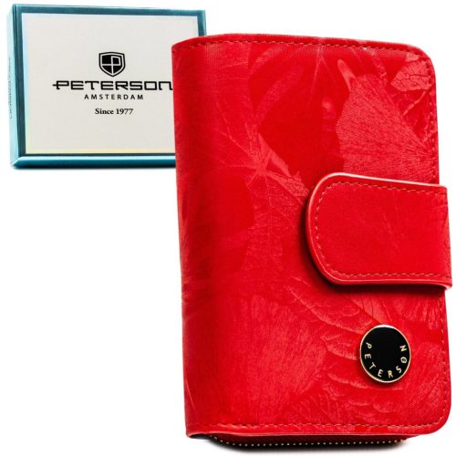  Dámska kožená peňaženka Peterson PTN PS115-MLF s RFID červenou farbou 14,5 x 9,5 x 3 cm