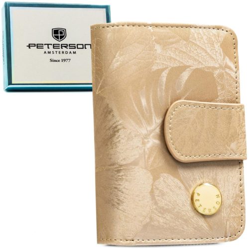  Dámska kožená peňaženka Peterson PTN PS115-MLF RFID béžová 14,5 x 9,5 x 3 cm