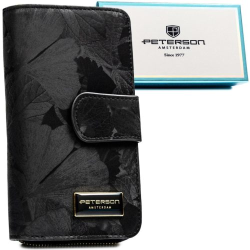  Dámska kožená peňaženka Peterson PTN PS116-MLF čierna 16 x 11 x 4 cm, RFID