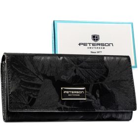    Dámska kožená peňaženka Peterson PTN PS401-MLF veľká čierna 18,5 x 9,5 x 2,5 cm, RFID