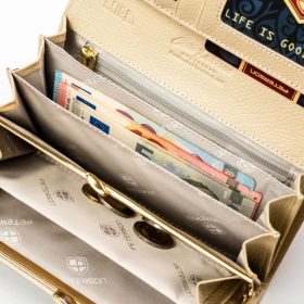    Dámska kožená peňaženka Peterson PTN PS401-MLF veľká béžová 18,5 x 9,5 x 2,5 cm, RFID