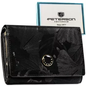    Dámska kožená peňaženka Peterson PTN PS445-MLF čierna 14,5 x 9,5 x 3 cm, RFID