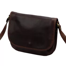   Dámska kožená crossbody kabelka Florence 2005 tmavohnedej farby, 25 x 20 x 8 cm