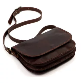    Dámska kožená crossbody kabelka Florence 2005 tmavohnedej farby, 25 x 20 x 8 cm