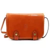  Dámska lesklá kožená crossbody kabelka Florence 58 koňakovohnedej farby 20 x 15 x 7 cm