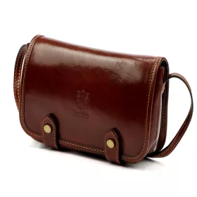    Dámska hnedá lesklá kožená crossbody kabelka Florence 58 20 x 15 x 7 cm