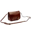  Dámska hnedá lesklá kožená crossbody kabelka Florence 58 20 x 15 x 7 cm
