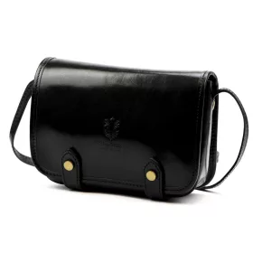    Dámska čierna lesklá kožená crossbody kabelka Florence 58 20 x 15 x 7 cm