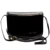  Dámska čierna lesklá kožená crossbody kabelka Florence 58 20 x 15 x 7 cm