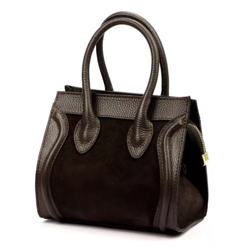  Dámska kožená kabelka Luka 26-070 čokoládovohnedá, crossbody 21 x 18 x 16 cm