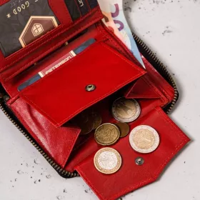    Pánska kožená peňaženka Peterson PTN 340.02 čierno-červená, RFID 10 x 13,5 x 2 cm