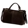  Dámska semišová kožená kabelka Camilla PREMIUM 10.008 tmavohnedá 35 x 23 x 16 cm