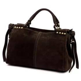    Dámska semišová kožená kabelka Camilla PREMIUM 10.008 tmavohnedá 35 x 23 x 16 cm