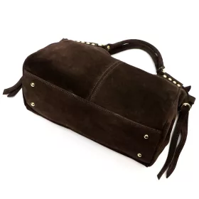    Dámska semišová kožená kabelka Camilla PREMIUM 10.008 tmavohnedá 35 x 23 x 16 cm